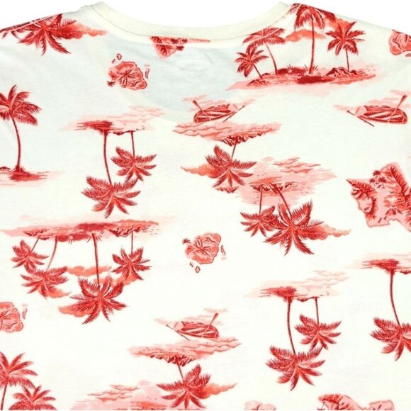 Mens XXL Old Navy Soft Washed Casual Hawaiian Palm Tree T-Shirt White Summer Tee - Picture 4 of 8